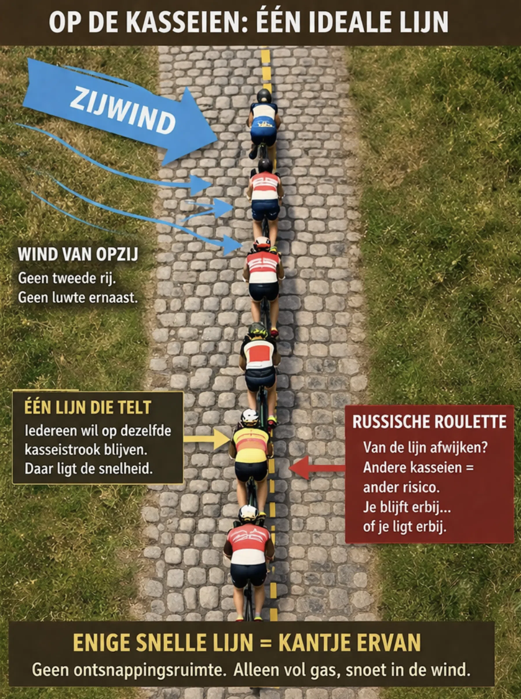 Waaier op kasseistrook